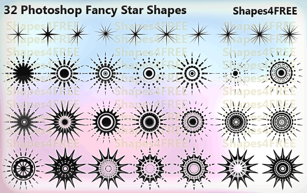 Star Custom Shape 32 Fancy Stars Photoshop Custom ShapesPhotoshop Free brushes, Photoshop ...